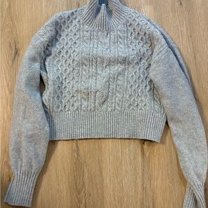 Cozy Gray Cable Knit Sweater